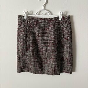 Banana Republic Tweed Mini Skirt - Burgundy, Black, Ivory